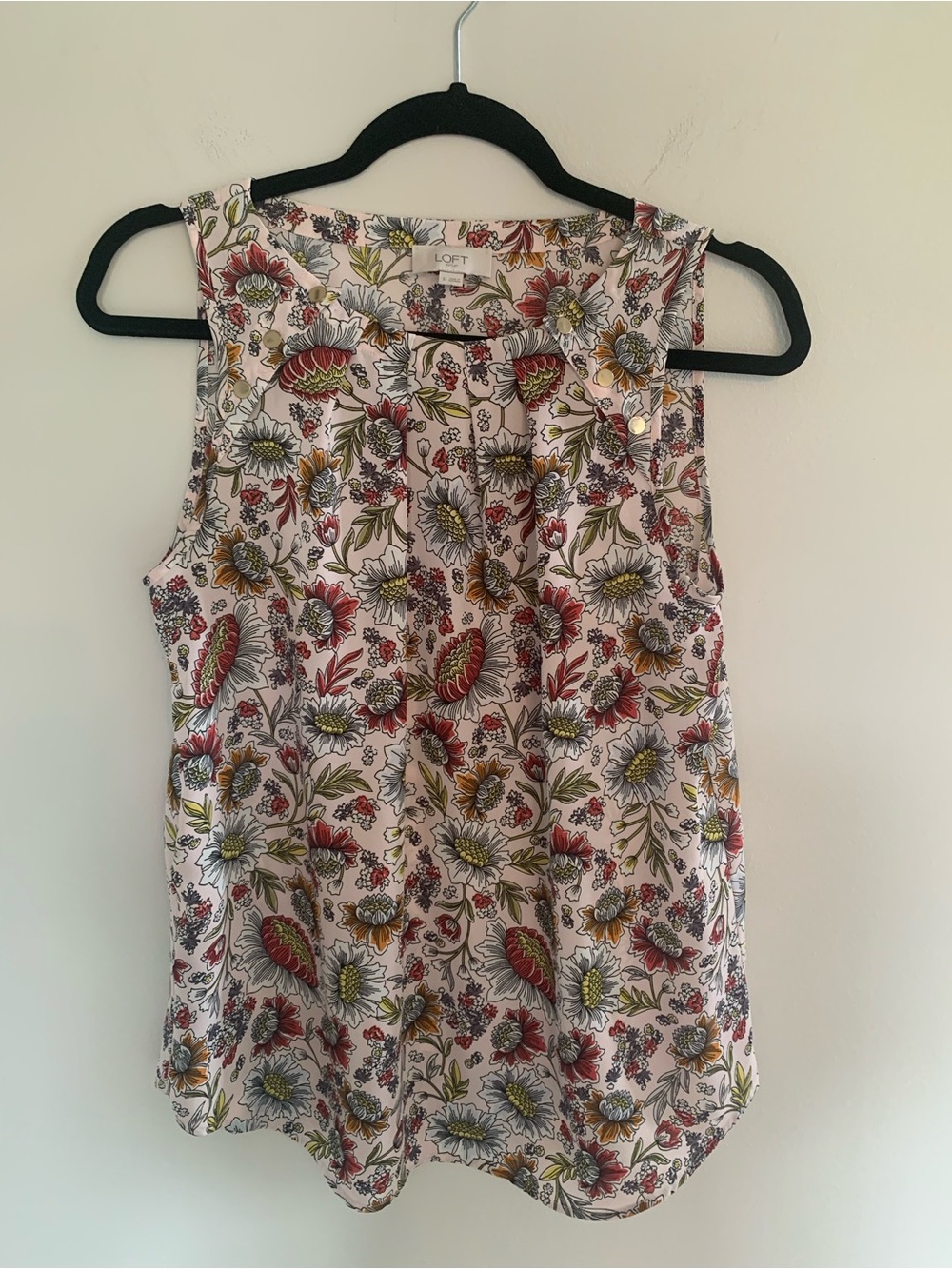LOFT Light Pink Floral Sleeveless Tank Top